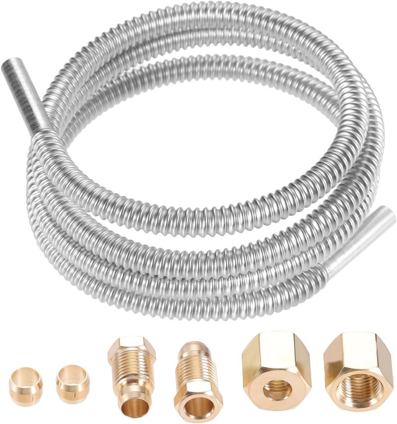DRELD 36 inch 1/4'' Pilot Tube Fitting Kit with Olive Fittings M10x1 Female and Male Nuts, 1/4 Inch OD Stainless Steel Flexible Flex Pilot Burner Tube Pipe Fit for Natural Gas Propane Appliances - Image 1